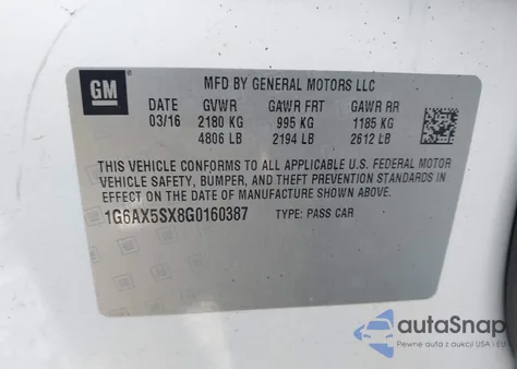 2016 Cadillac Cts Luxury Collection z USA, uszkodzony, nr VIN 1G6AX5SX8G0160387